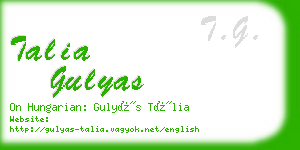 talia gulyas business card